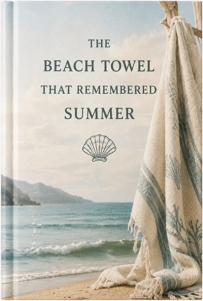 A surreal cozy cover showing a beach towel remembering a summer day.