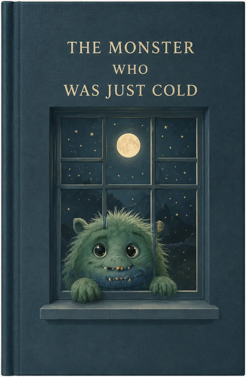 A surreal cozy cover showing a closet monster wrapped in a blanket.