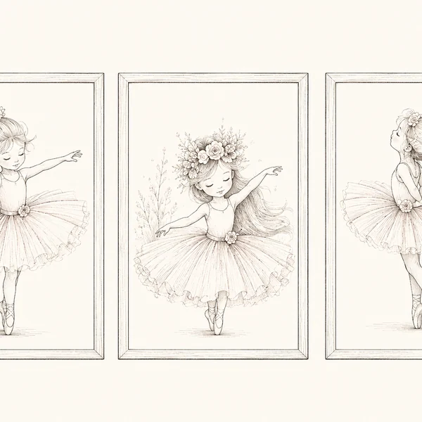 Illustrated sketch of a ballet girl wall art.