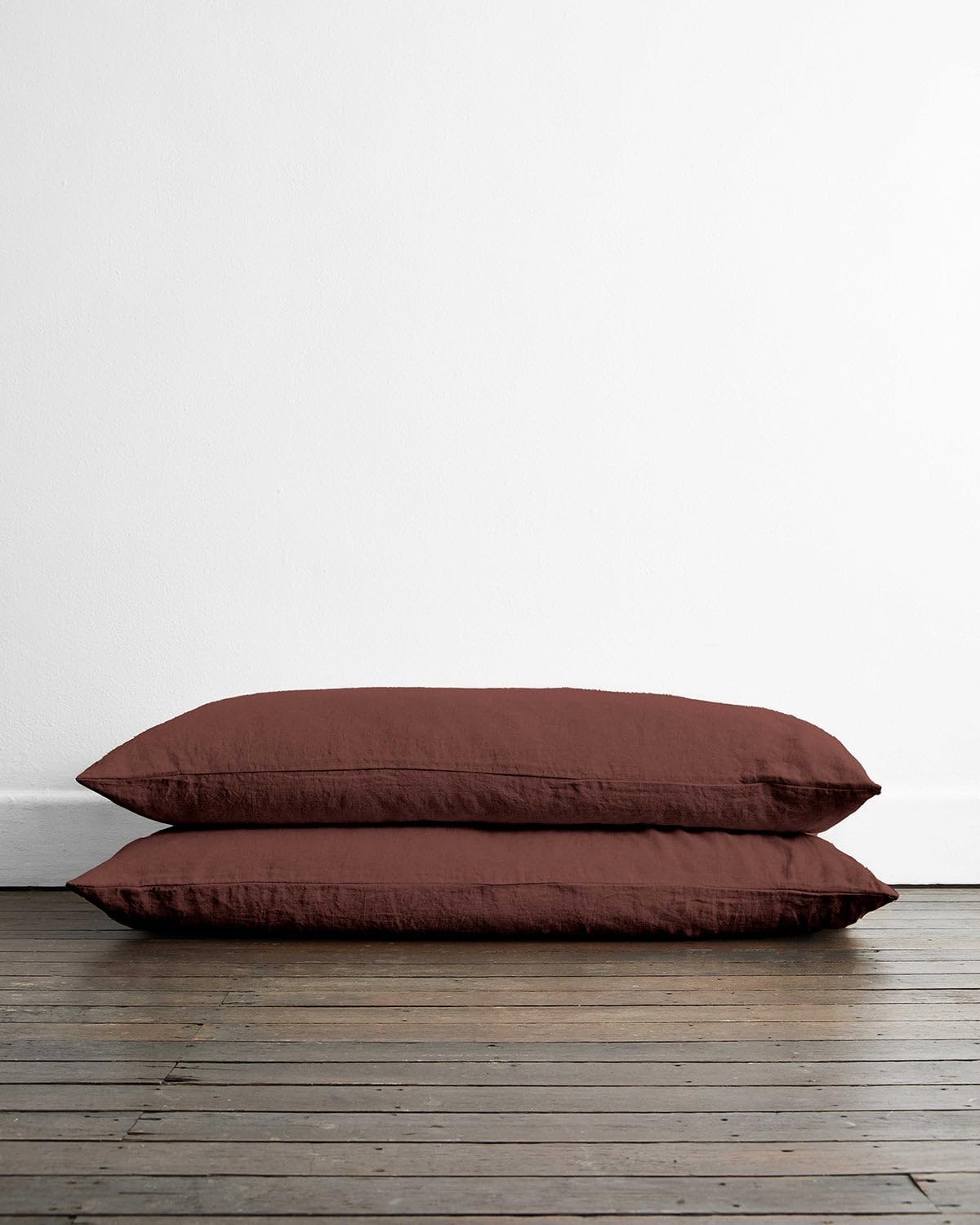 Bed Threads French flax linen pillowcases in terracotta