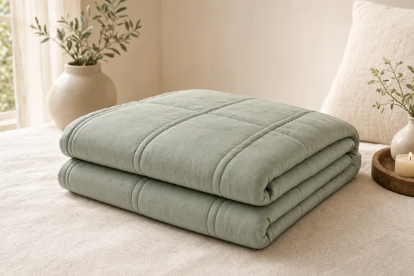 Cooling weighted blanket in sage