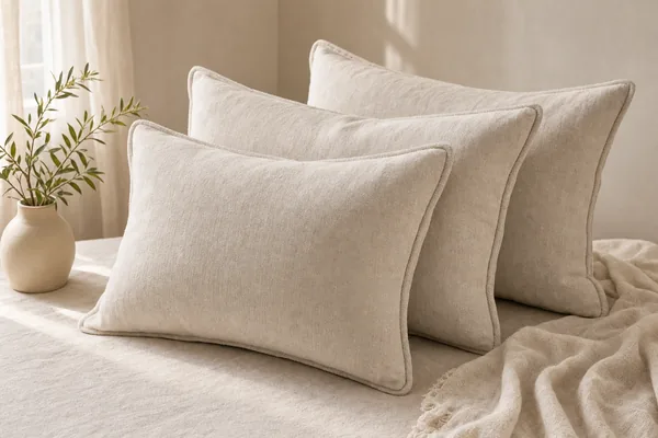 Linen euro sham set in cream