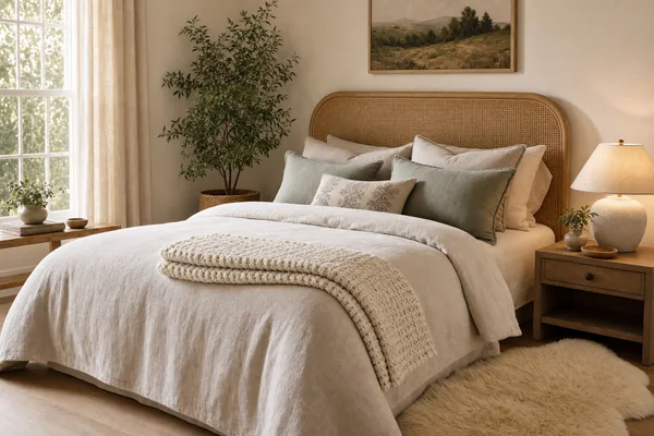 Natural cane rattan headboard