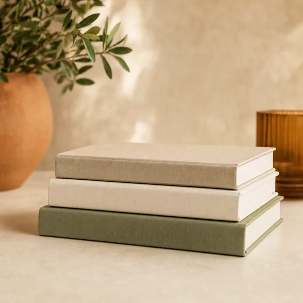 Stack of neutral coffee table books