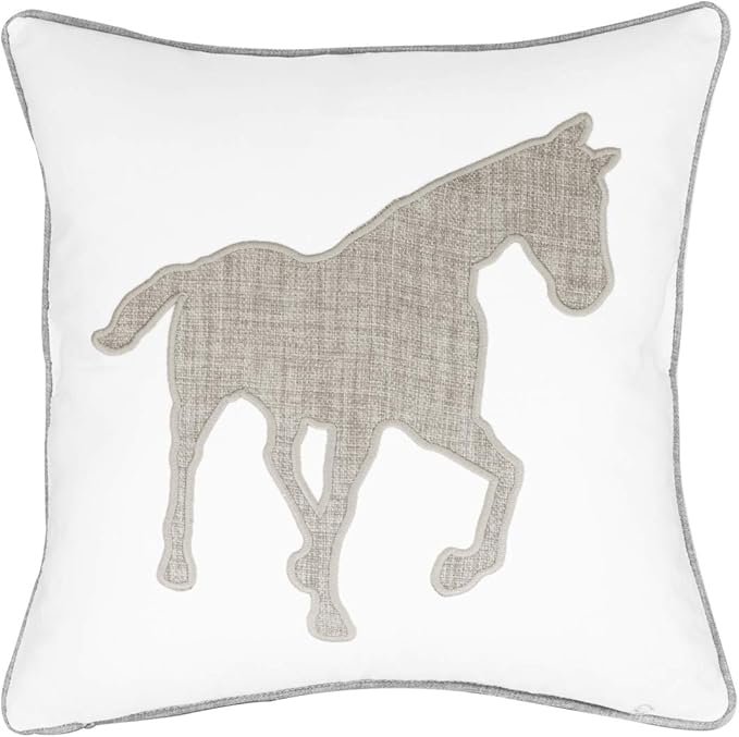 Horse Embroidered Throw Pillow Cover (18x18)