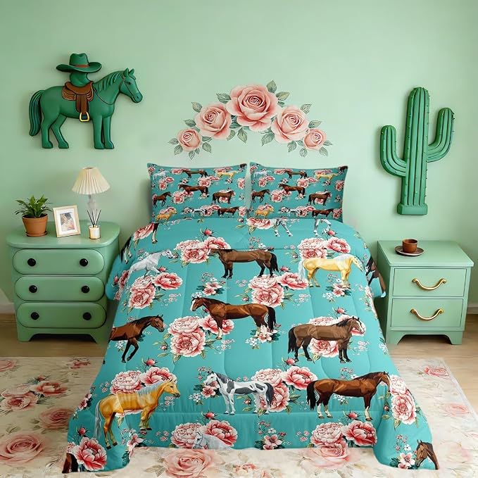 Horse Print Comforter Set (Twin)