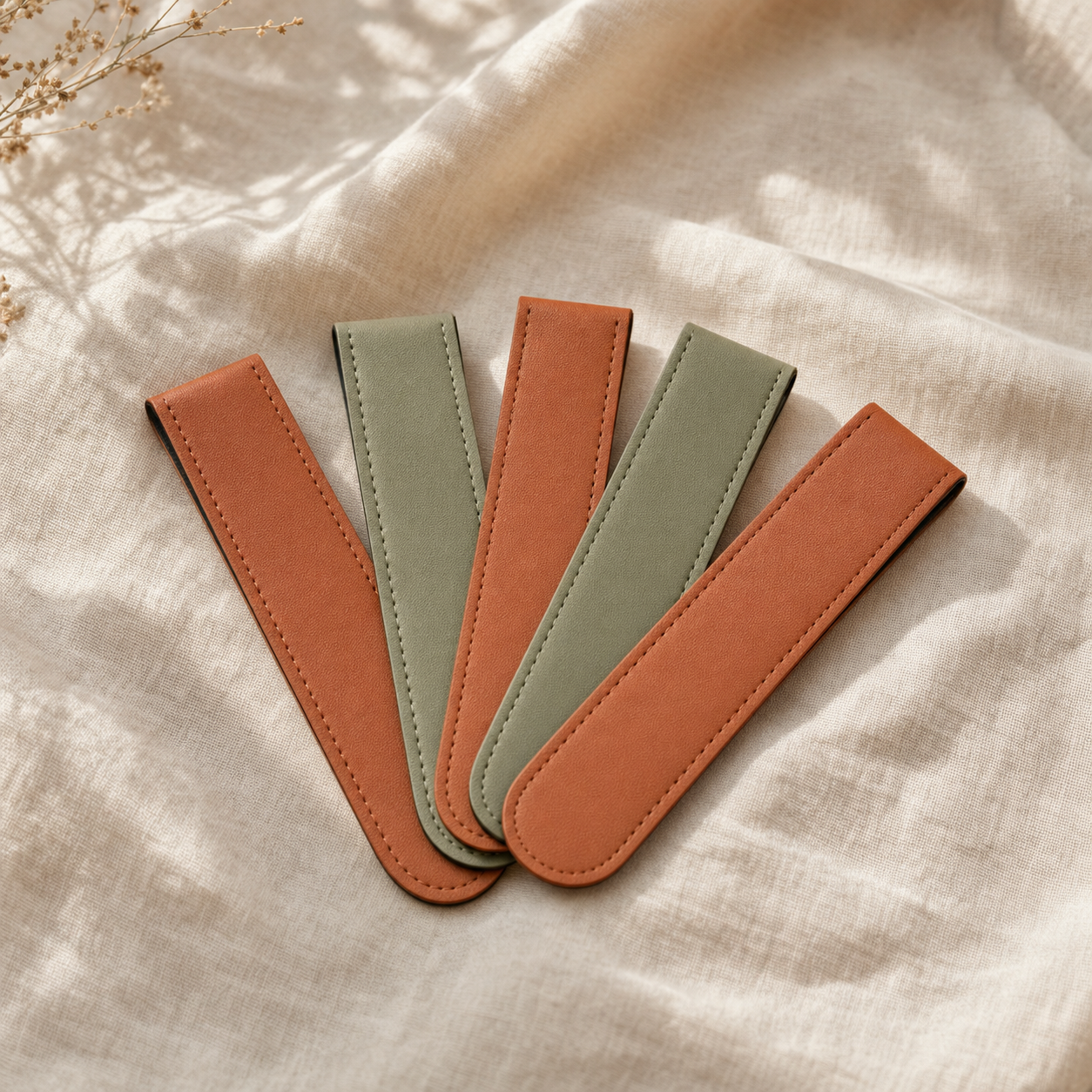 Leather and magnetic bookmark set