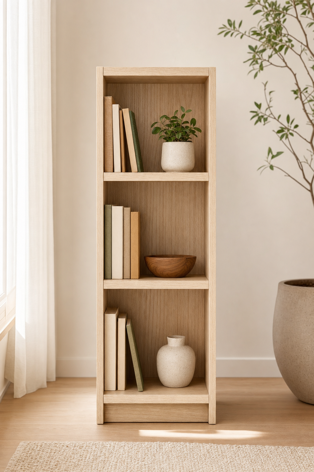 Slim 3-tier narrow bookshelf