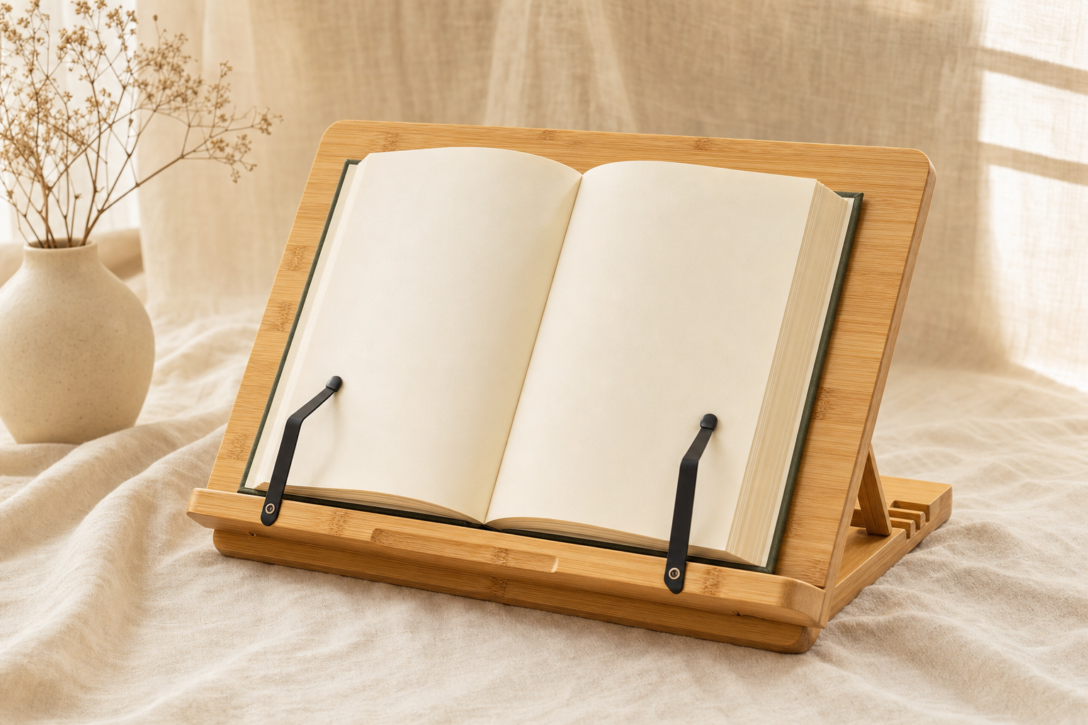 Adjustable wooden book stand
