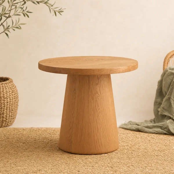 Round Oak Side Table